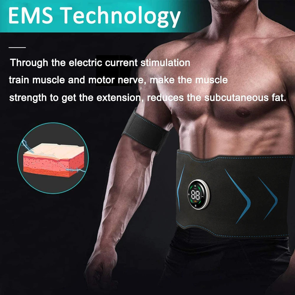 #0850 Body Slimming Belt Electric Abdominal Trainer Muscle Stimulator Toner Weight Loss New Smart EMS Fitness Vibration Belt Unisex