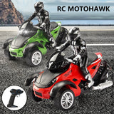 #0503 1:10 Scale Vehicle 2.4GHz High Speed Three Wheel RC MotoHawk Motorcycle Toys ATV Road Racer with LED Headlights Toy Gift for Kid