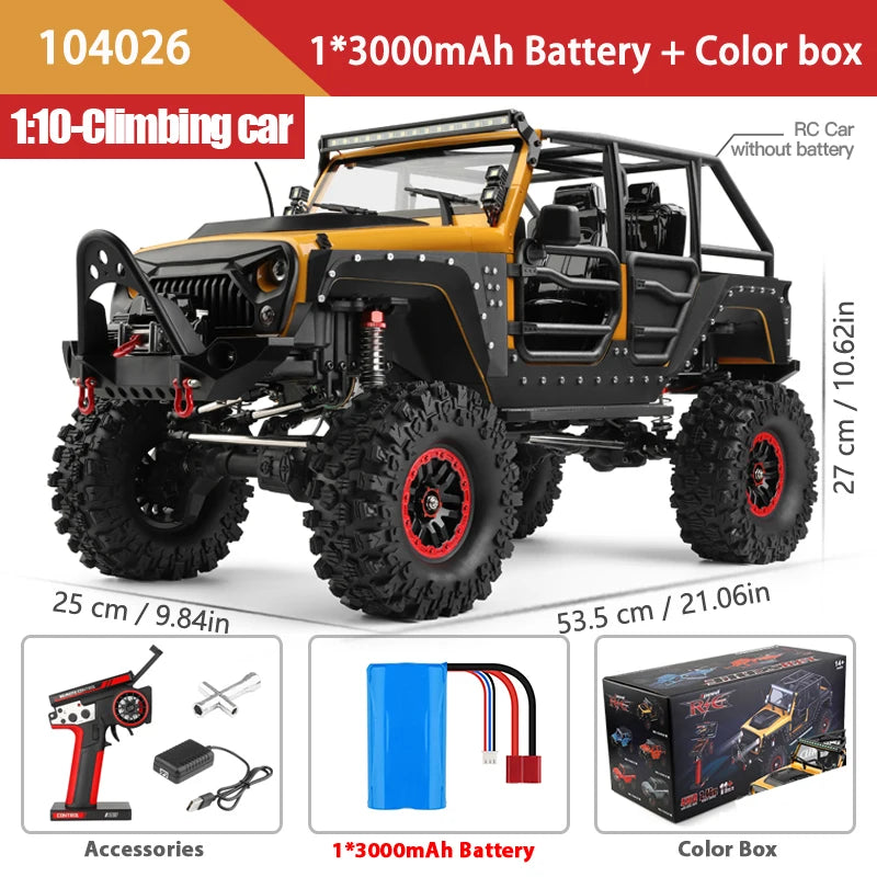 #0941 WLtoys 104026 1/10 Professional RC Car Off Road 4x4 2.4G 4WD Remote Control Cars 45 Minutes Working Time Climbing Car Adult Toy