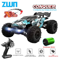 #0169 ZWN 1:16 70KM/H 4WD RC Car With LED Headlight Remote Control Cars High Speed Drift Monster Truck for Kids vs Wltoys 144010 Toys