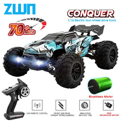 #0169 ZWN 1:16 70KM/H 4WD RC Car With LED Headlight Remote Control Cars High Speed Drift Monster Truck for Kids vs Wltoys 144010 Toys