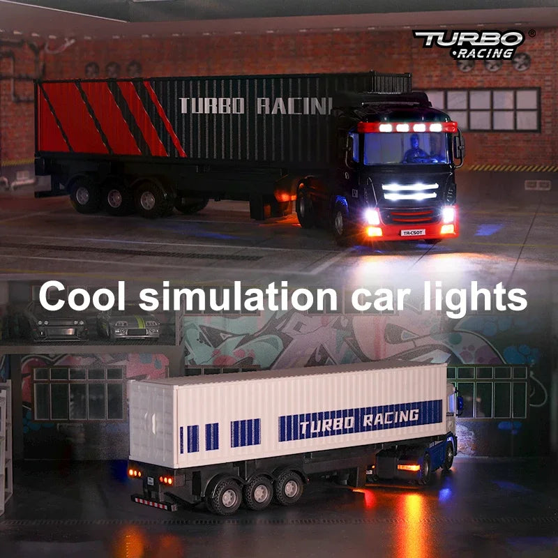 #0188 Turbo Racing 1:76 C50 RTR  Semi Container Truck with the P81 10CH Stick Remote Control Trailer RC Car