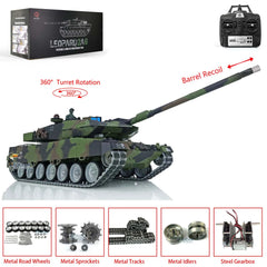 #0820 Toucan Controlled Toys 1/16 Heng Long 7.0 Leopard2A6 RC Tank 3889 Barrel Recoil Metal Tracks W/ Rubbers TH17593-SMT8