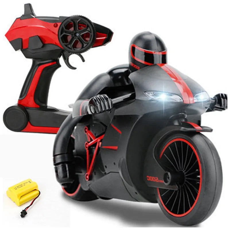 #0919 2.4G Radio RC Rechargeable Motorcycle With Cool Light High Speed RC Motorbike Kid Stunt Remote Control Motorcycle Model Toy Gift