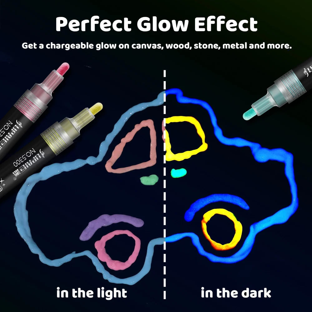 #0980 8 Colors Set Fluorescent pen Glows At Night Highlighter Pen Markers Christmas Painting Pastel Drawing Pen Supplies Stationery