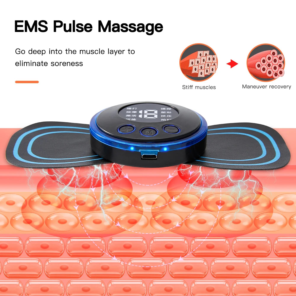 #0870 Neck Massager Lcd Display EMS Electric Cervical Massage Patch Low Frequency Pulse Muscle Stimulator Pads Pain Relief Relaxation