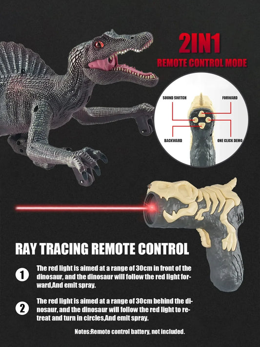 #0653 2in1 Five Way Infrared Tracking Chasing Light Remote Control Spray Dinosaur Spray Sound Light Red Light Birthday Gift For Boys