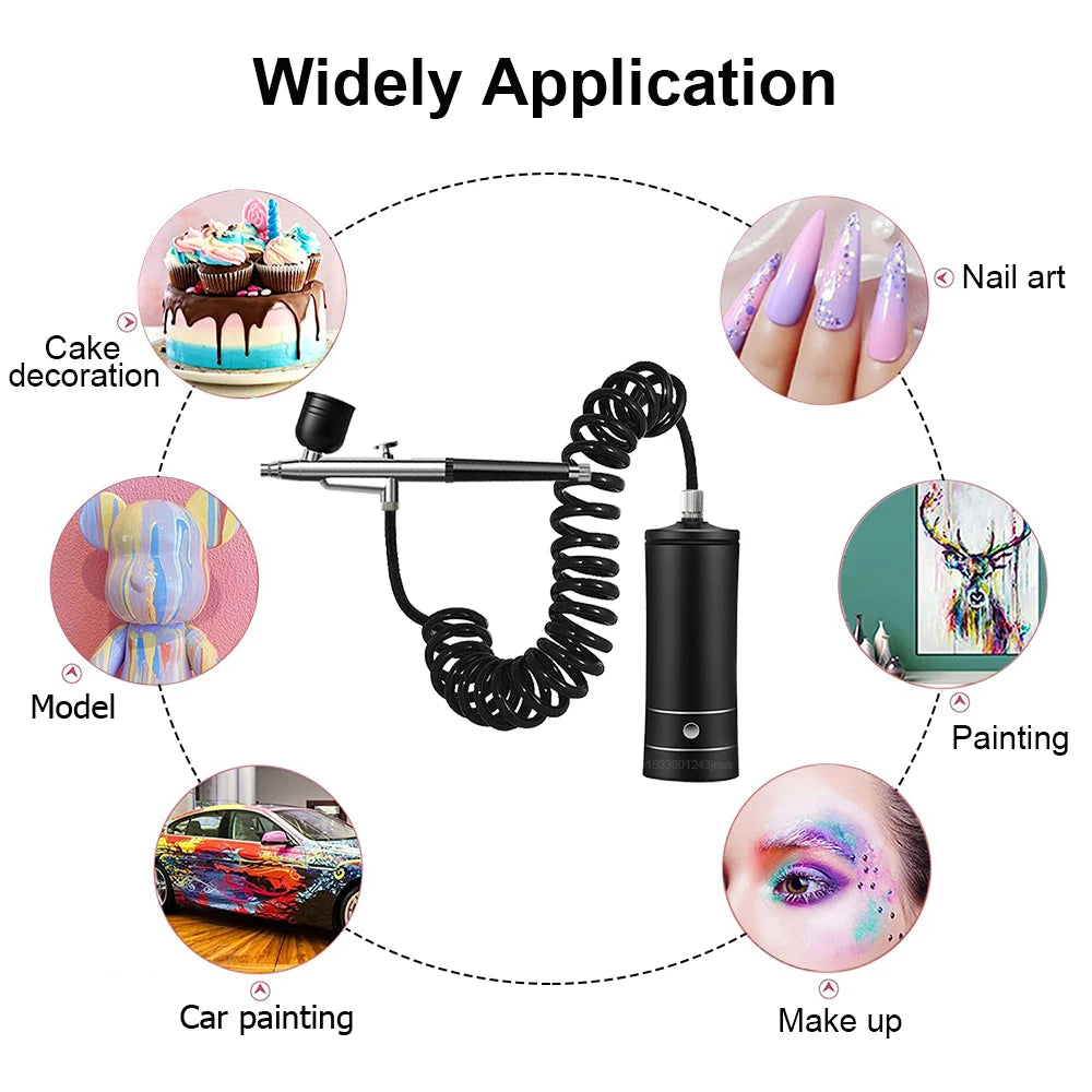 #0849 Airbrush Nail With Compressor Portable Air Brush Nails Compressor For Nail Art Paint Model Painting Crafts Wireless Spray Gun