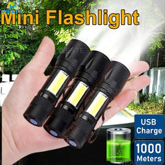 #0865 Built In Battery XP-G Q5 Zoom Focus Mini Led Flashlight Torch Lamp Lantern 2000Lumen Adjustable Penlight Waterproof T6 Led Light