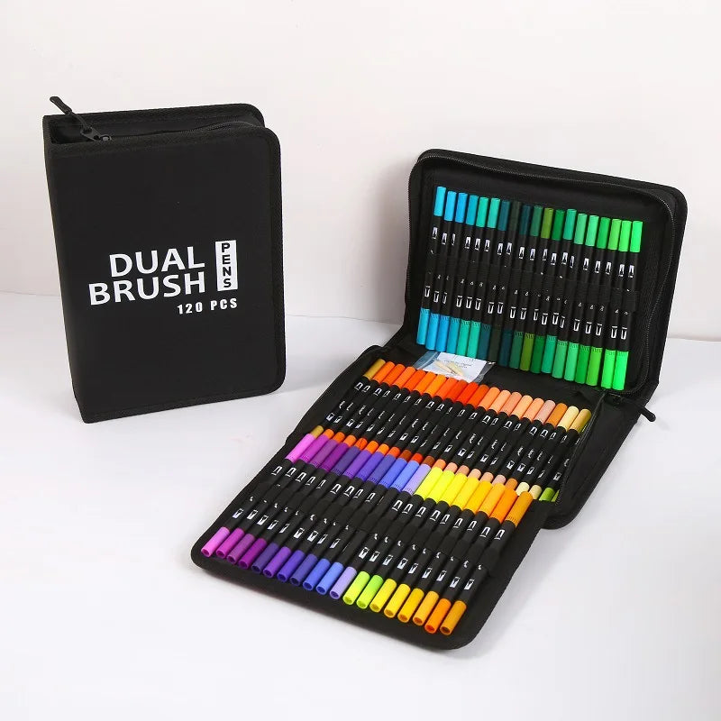 #0974 60/72/100/120 Dual Tip Brush Markers Art Markers for Artists Coloring Pens Brush&Fine Markers for Kids Adult Books Calligraphy