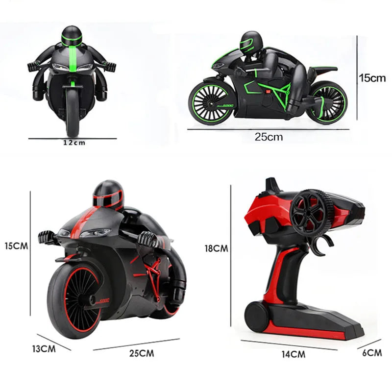 #0919 2.4G Radio RC Rechargeable Motorcycle With Cool Light High Speed RC Motorbike Kid Stunt Remote Control Motorcycle Model Toy Gift