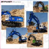 #0753 HuiNa 1/18 RC Excavator 11 Channel 2.4G Remote Control Alloy Digging Bucket Led Light Excavator Model RC Truck Toys Gift for Boy