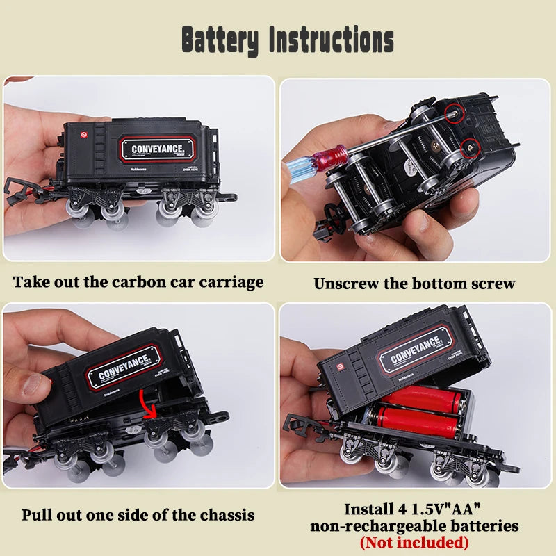 #0949 Classical Battery Operate Electric Railway Train Steam Locomotive Set Adding Water to Smoke Train Toys with Light&Sound ﻿