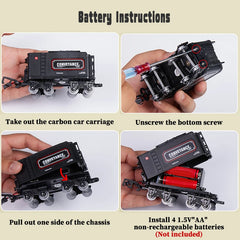 #0918 Classical Battery Operate Electric Railway Train Steam Locomotive Set Adding Water to Smoke Train Toys with Light&Sound ﻿