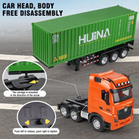 #0581 Huina 1:18 Rc Car Boys Toys 9Ch Alloy Remote Control Container Truck Kids Gift Radio-Controlled Trailer Simulation Plastic Model