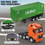 #0581 Huina 1:18 Rc Car Boys Toys 9Ch Alloy Remote Control Container Truck Kids Gift Radio-Controlled Trailer Simulation Plastic Model