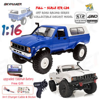 #0023 WPL C24-1 Full Scale RC Car 1:16 2.4G 4WD Rock Crawler Electric Buggy Climbing Truck LED Light On-road 1/16s Toys