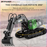 #0753 HuiNa 1/18 RC Excavator 11 Channel 2.4G Remote Control Alloy Digging Bucket Led Light Excavator Model RC Truck Toys Gift for Boy