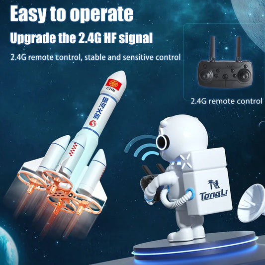 #0381 Foam Remote Control Space Rocket RC Astronaut Space Shuttle Mini Drone With LED Lighting RC Quadcopter Aircraft Toys