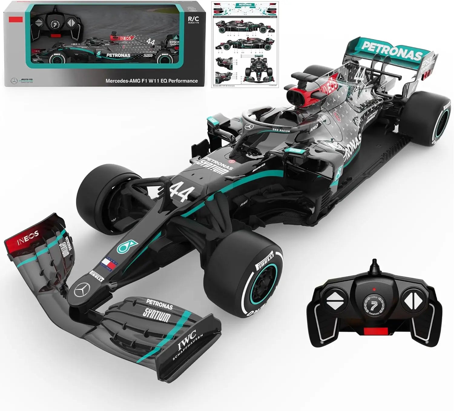 #0921 RC Car Mercedes-AMG F1 W11 EQ 1:12 Scale 1:18 Radio Remote Control Toy Racing Car Model Auto Machine Gift for Kids Adults Rastar