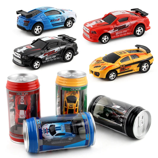 #0504 1~8PCS Multi-color Mini Can Car Remote Control Micro Racing RC Car With Led Light Kid's Desktop Toys Car