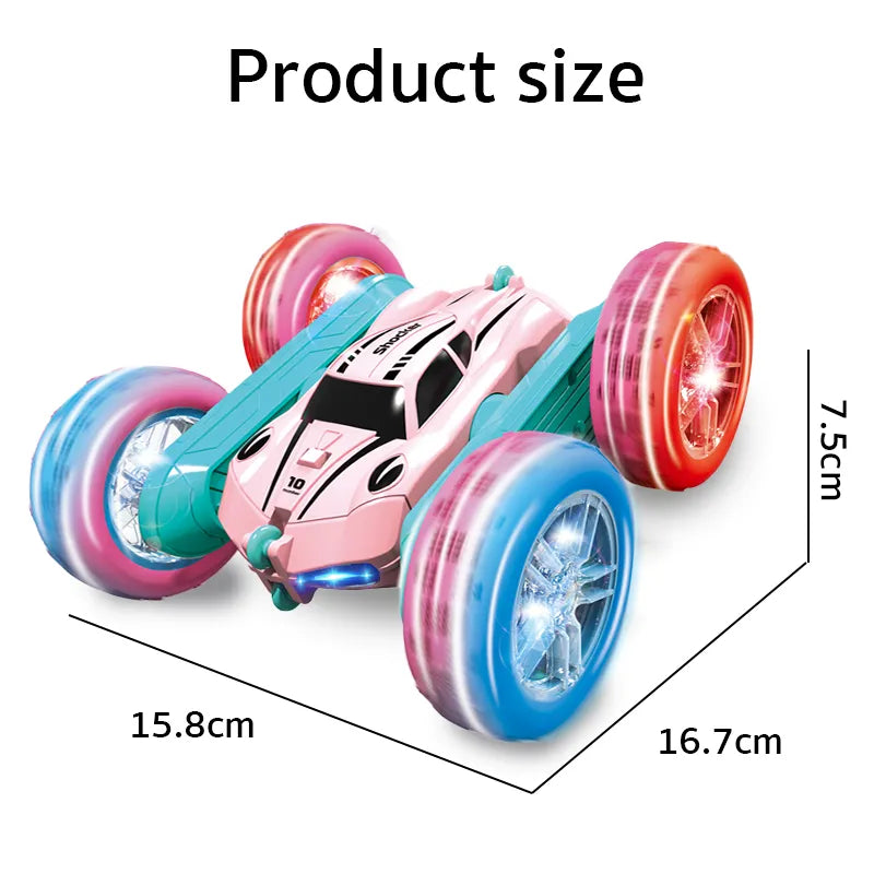 #0522 2.4G RC Stunt Car Children Double Sided Flip Remote Control Car 360 Degree Rotation Off Road Rc Drift Cars For Pink Girls Toys