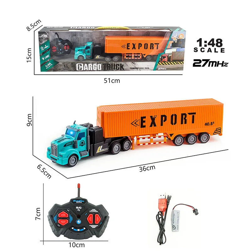 #0874 1/48 RC Truck Heavy-Duty Toy Cars Trucks Remote Control Semi-Trailer Construction Electric Truck Big Rc Trailer Dump Boys Gift