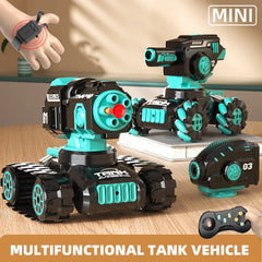 #0639 New 2.4G RC 3-in-1 Car Toy Suction Cup Water Bomb Bubble Launch Remote Control Car Creative 3 Head Car Gesture Control Tank Toy