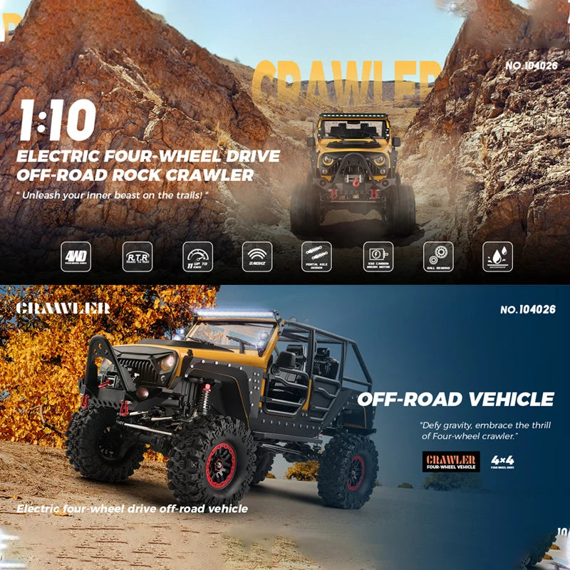 #0941 WLtoys 104026 1/10 Professional RC Car Off Road 4x4 2.4G 4WD Remote Control Cars 45 Minutes Working Time Climbing Car Adult Toy