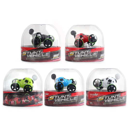 #0762 2.4G Mini Remote Control Stunt Car RC Car Toy with Flashing LED Lights 360° Tumbling Mini Dump Truck Toys for Boys Girls Gifts