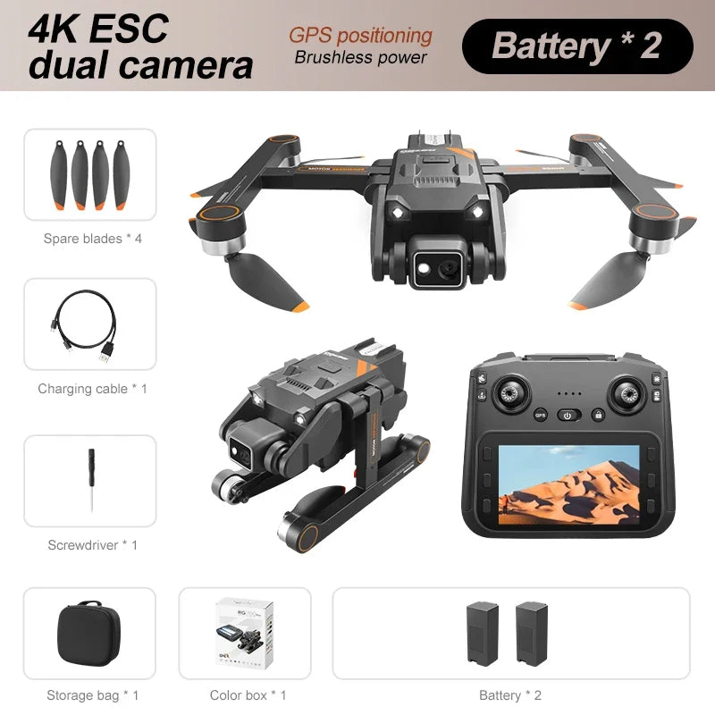 #0944 RG700PRO GPS Drone with Screen Control Aerial Photography 4K Dual Camera GPS Return Quadcopter Brushless Obstacle Avoidance UAV