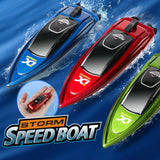 #0178 Waterproof 2.4GHz RC Boat High Speed Electric Mini Ship Water Model with LED Lights Children Remote Control Ship Toy