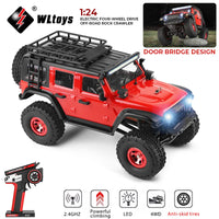 #0585 Wltoys 2428 1:24 Mini RC Car 2.4G With LED Lights 4WD Off-Road Vehicle Model Remote Control Mechanical Truck Toy for Children