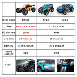 #0162 ZWN 1:16/1:20 2.4G Model RC Car With LED Light 2WD Off-road Remote Control Climbing Vehicle Outdoor Cars Toy Gifts for Kids