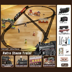 #0949 Classical Battery Operate Electric Railway Train Steam Locomotive Set Adding Water to Smoke Train Toys with Light&Sound ﻿