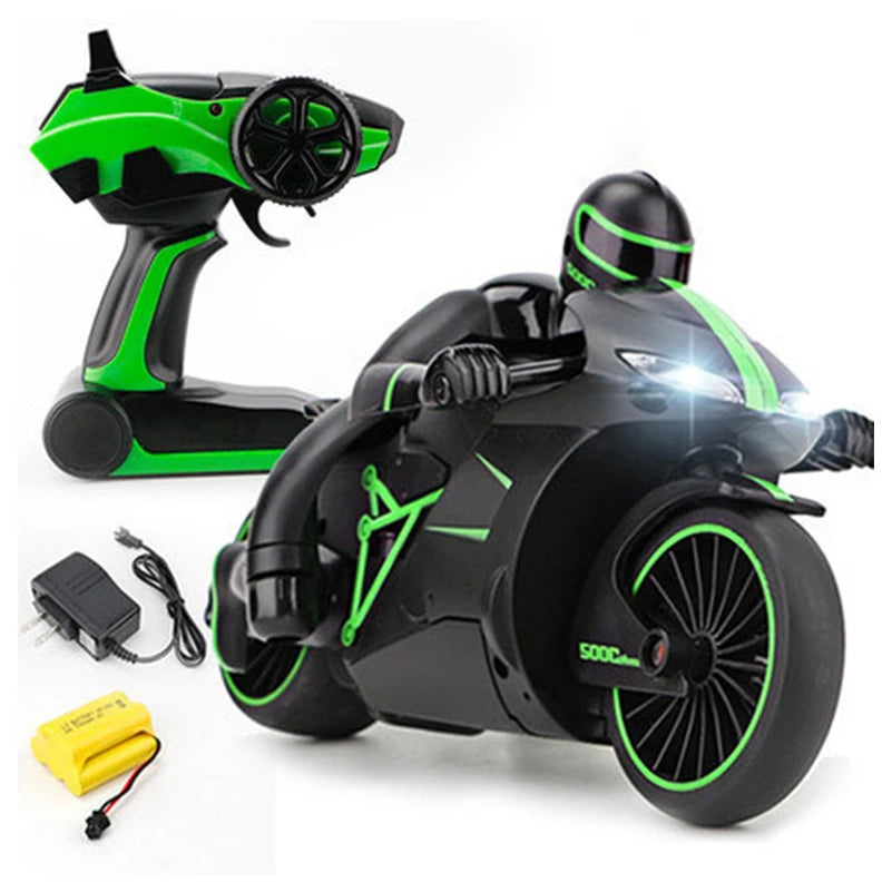 #0919 2.4G Radio RC Rechargeable Motorcycle With Cool Light High Speed RC Motorbike Kid Stunt Remote Control Motorcycle Model Toy Gift