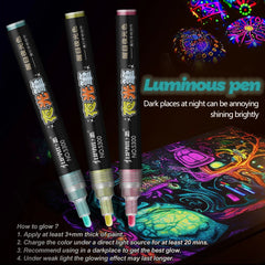 #0980 8 Colors Set Fluorescent pen Glows At Night Highlighter Pen Markers Christmas Painting Pastel Drawing Pen Supplies Stationery