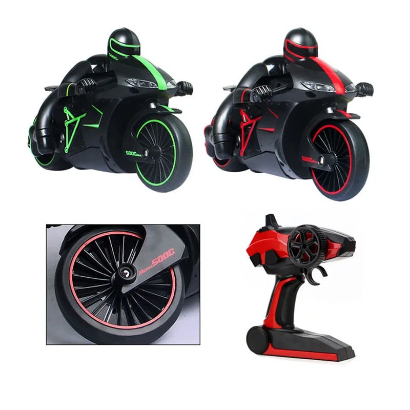 #0919 2.4G Radio RC Rechargeable Motorcycle With Cool Light High Speed RC Motorbike Kid Stunt Remote Control Motorcycle Model Toy Gift