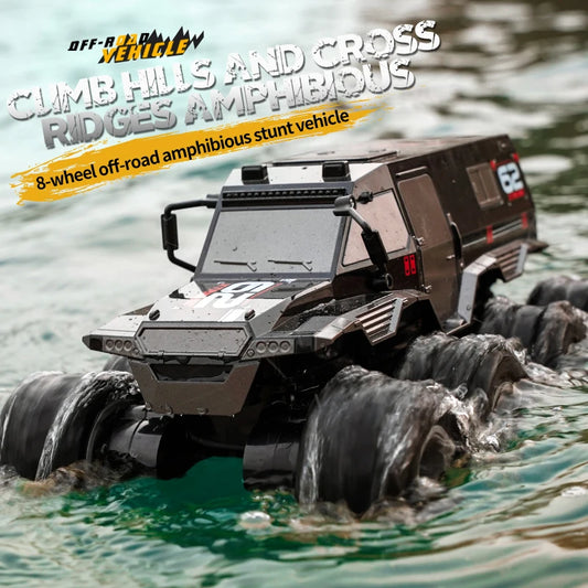 #0589 8x8 RC Car 8WD Off-road Amphibious Stunt Vehicle 8-wheel Speed Racing Truck Waterproof Crawler 2.4G Remote Control Cars Toys