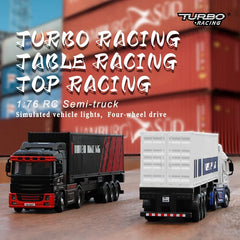 #0188 Turbo Racing 1:76 C50 RTR  Semi Container Truck with the P81 10CH Stick Remote Control Trailer RC Car