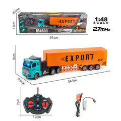 #0874 1/48 RC Truck Heavy-Duty Toy Cars Trucks Remote Control Semi-Trailer Construction Electric Truck Big Rc Trailer Dump Boys Gift