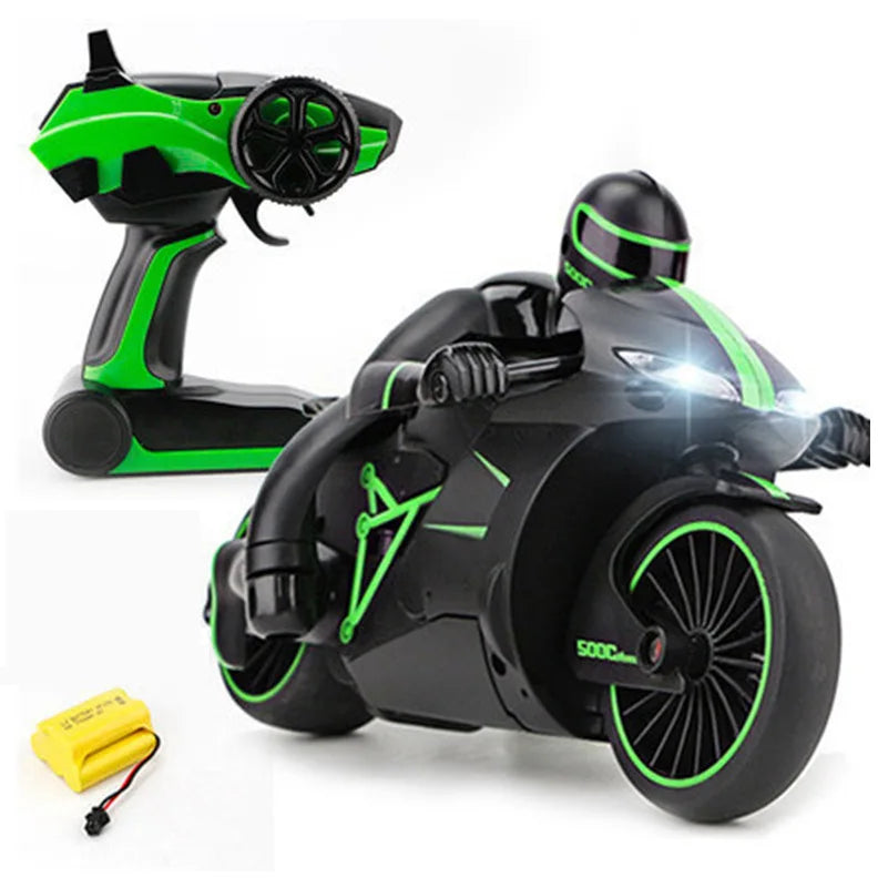 #0919 2.4G Radio RC Rechargeable Motorcycle With Cool Light High Speed RC Motorbike Kid Stunt Remote Control Motorcycle Model Toy Gift