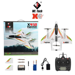 #0374 WLtoys XK X450 RC Airplane 6CH Brushless Plane 2.4G Radio Control Glider Fixed Wing Remote Control Aircraft 3D/6G RC Helicopters