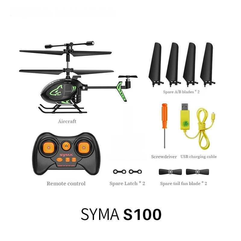 #0927 Syma S100-BL Rc Airplane Children's Mini Helicopter Model Toys Intelligent Fixed Height Boys Electric Toys Birthday Gift